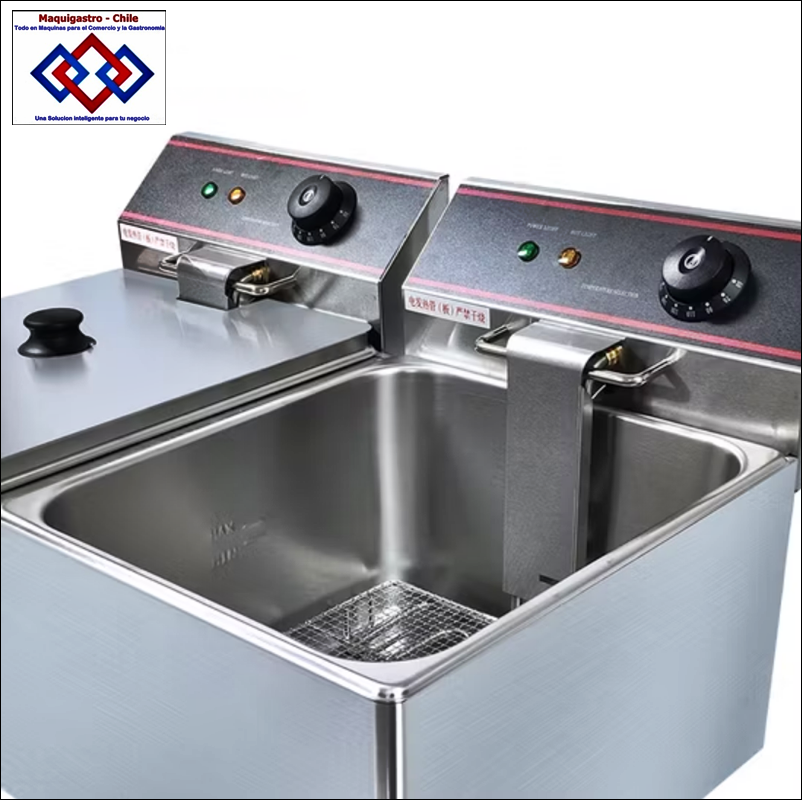 Freidora Electrica 2 canastillos con 2 tachos de 11 Lts